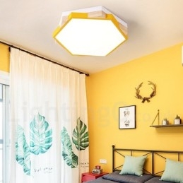 Dimmable Multi Colors εξάγωνο ξύλινο φωτιστικό οροφής με ακρυλικό φωτιστικό οροφής σκιάστρου σκανδιναβικού στυλ