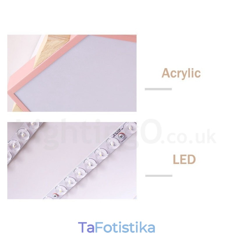 Dimmable Multi Colors εξάγωνο ξύλινο φωτιστικό οροφής με ακρυλικό φωτιστικό οροφής σκιάστρου σκανδιναβικού στυλ