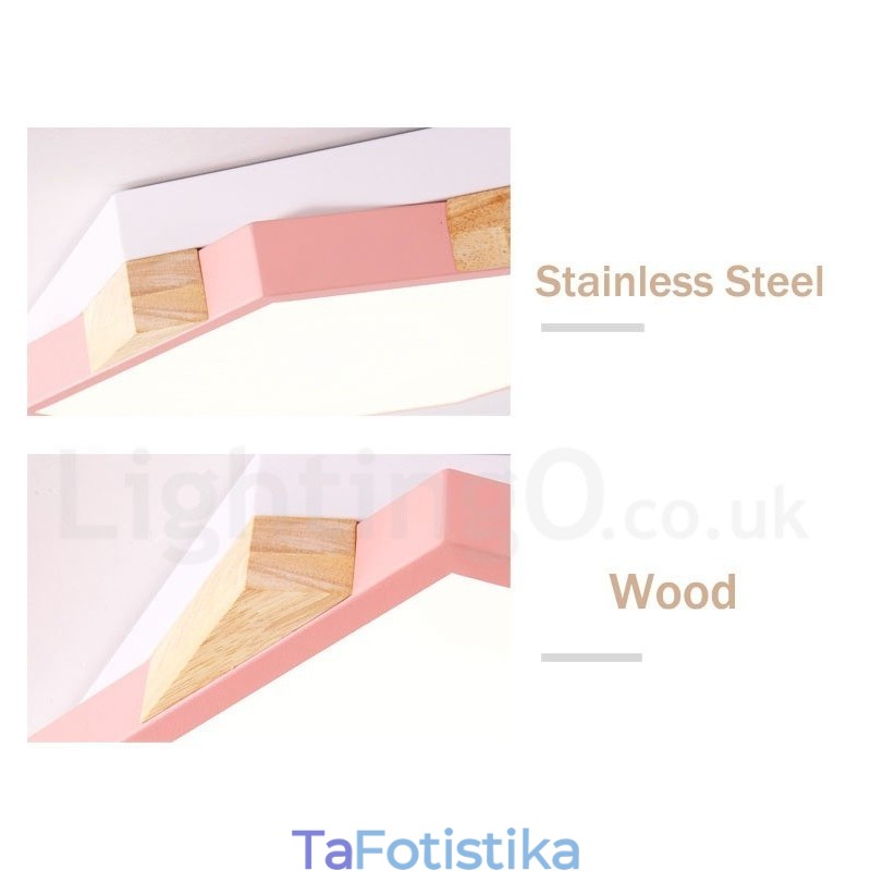 Dimmable Multi Colors εξάγωνο ξύλινο φωτιστικό οροφής με ακρυλικό φωτιστικό οροφής σκιάστρου σκανδιναβικού στυλ