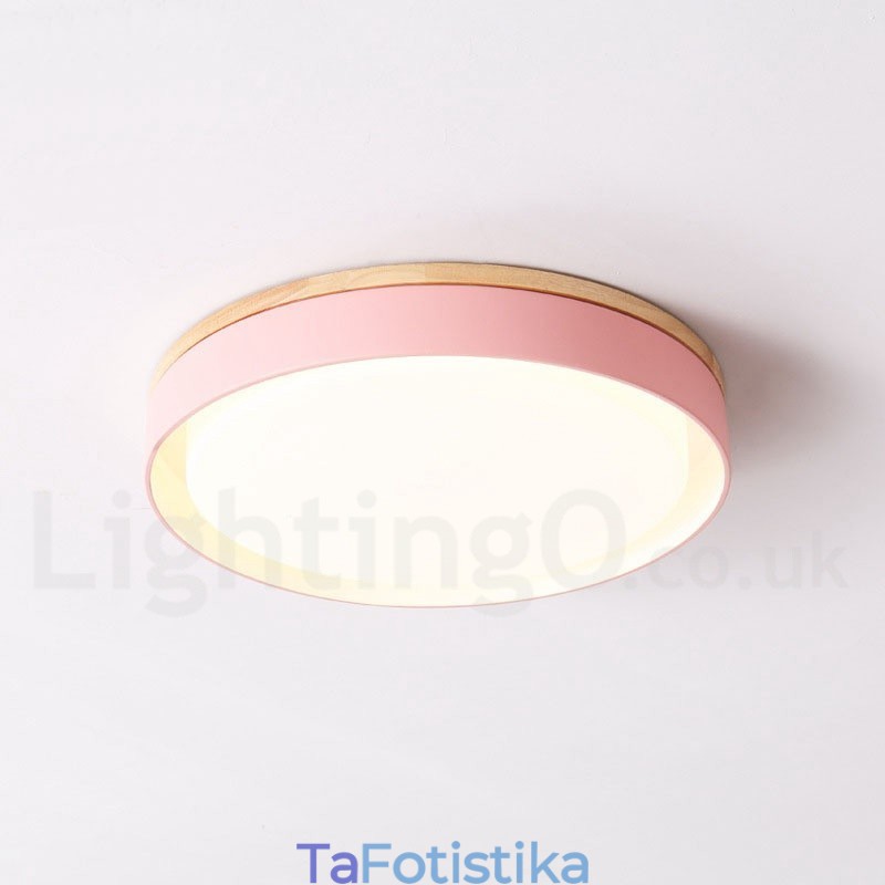 Dimmable Multi Colors κυκλικό ξύλινο φωτιστικό οροφής με ακρυλικό φωτιστικό οροφής σκιάστρου σκανδιναβικού στιλ
