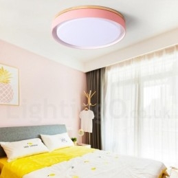 Dimmable Multi Colors κυκλικό ξύλινο φωτιστικό οροφής με ακρυλικό φωτιστικό οροφής σκιάστρου σκανδιναβικού στιλ