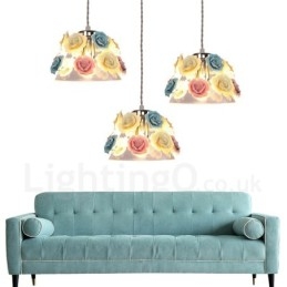 Κρεμαστό φωτιστικό οροφής Multi Colors Flower Macaron με κρεμαστό φωτιστικό από γυαλί απόχρωση