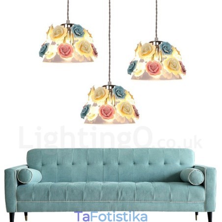 Κρεμαστό φωτιστικό οροφής Multi Colors Flower Macaron με κρεμαστό φωτιστικό από γυαλί απόχρωση Κρεμαστό φωτιστικό οροφής Multi Colors Flower Macaron με κρεμαστό φωτιστικό από γυαλί απόχρωση