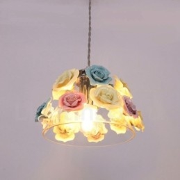 Κρεμαστό φωτιστικό οροφής Multi Colors Flower Macaron με κρεμαστό φωτιστικό από γυαλί απόχρωση