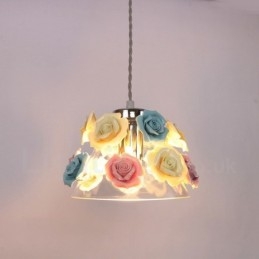 Κρεμαστό φωτιστικό οροφής Multi Colors Flower Macaron με κρεμαστό φωτιστικό από γυαλί απόχρωση