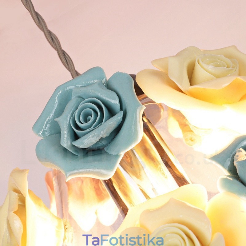 Κρεμαστό φωτιστικό οροφής Multi Colors Flower Macaron με κρεμαστό φωτιστικό από γυαλί απόχρωση