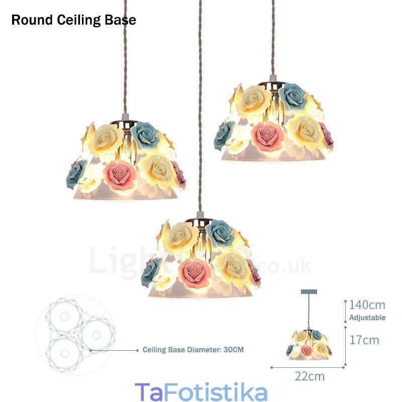 Κρεμαστό φωτιστικό οροφής Multi Colors Flower Macaron με κρεμαστό φωτιστικό από γυαλί απόχρωση