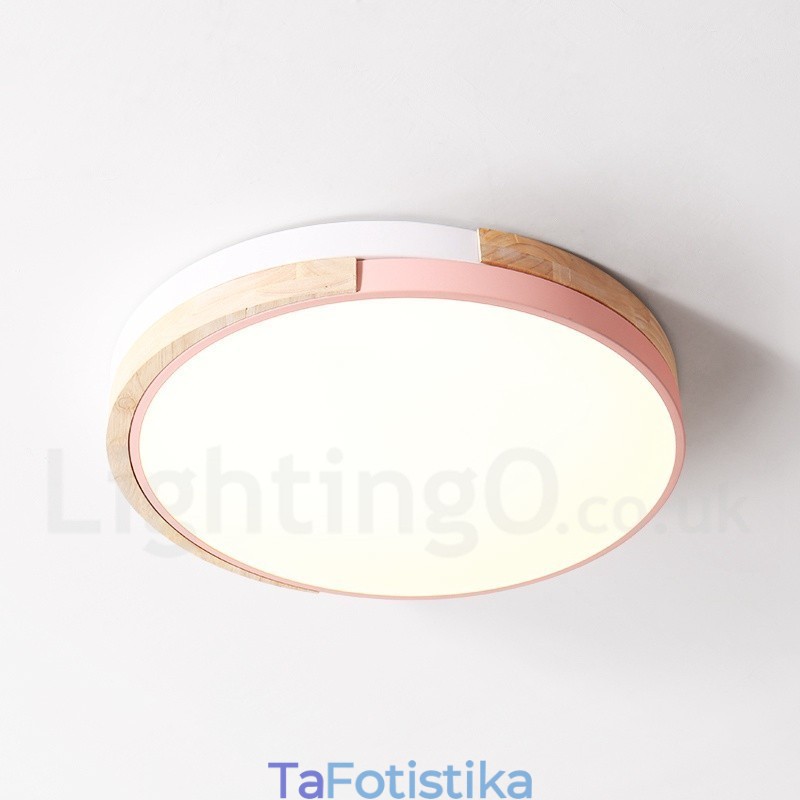 Dimmable Multi Colors στρογγυλό ξύλινο φωτιστικό οροφής με ακρυλικό φωτιστικό οροφής σκανδιναβικού στυλ