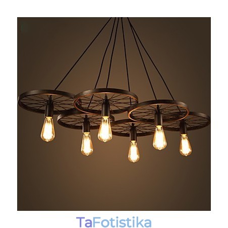 Φωτισμός Industrial Loft Στυλ Πολυέλαιος από σφυρήλατο σίδερο Πολυέλαιος τροχού καφέ Φωτισμός Industrial Loft Στυλ Πολυέλαιος από σφυρήλατο σίδερο Πολυέλαιος τροχού καφέ