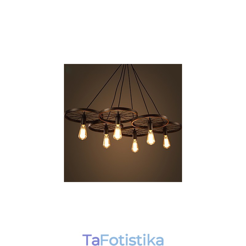 Φωτισμός Industrial Loft Στυλ Πολυέλαιος από σφυρήλατο σίδερο Πολυέλαιος τροχού καφέ