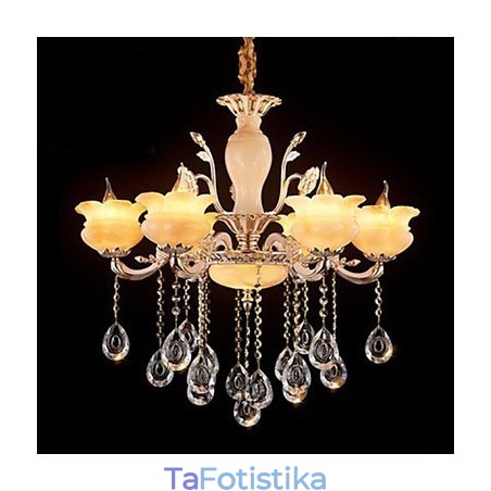 Κρεμαστό φωτιστικό Jade Crystal Candle Style Chandelier Κρεμαστό φωτιστικό Jade Crystal Candle Style Chandelier