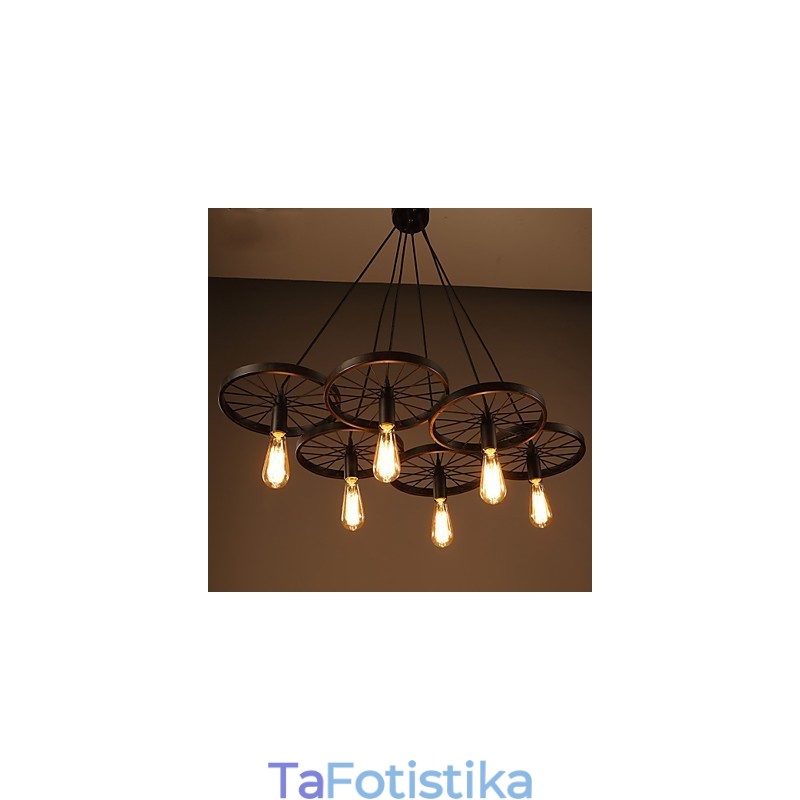 Φωτισμός Industrial Loft Στυλ Πολυέλαιος από σφυρήλατο σίδερο Πολυέλαιος τροχού καφέ