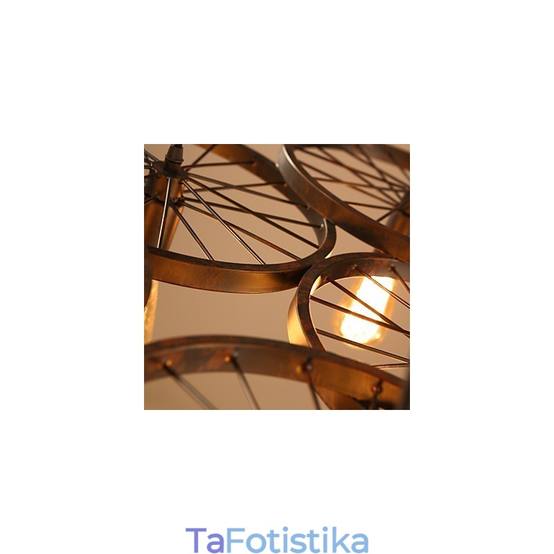 Φωτισμός Industrial Loft Στυλ Πολυέλαιος από σφυρήλατο σίδερο Πολυέλαιος τροχού καφέ