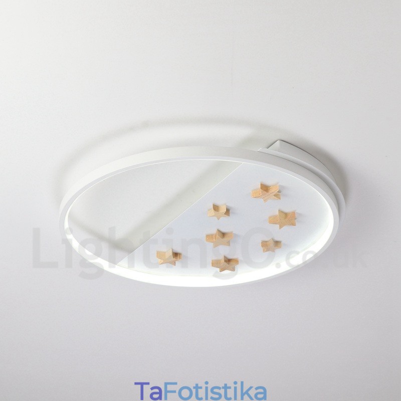Dimmable White Stars Στρογγυλό ξύλινο φωτιστικό οροφής Εξαιρετικά λεπτό φωτιστικό οροφής μπορεί επίσης να χρησιμοποιηθεί ως φωτιστικό τοίχου