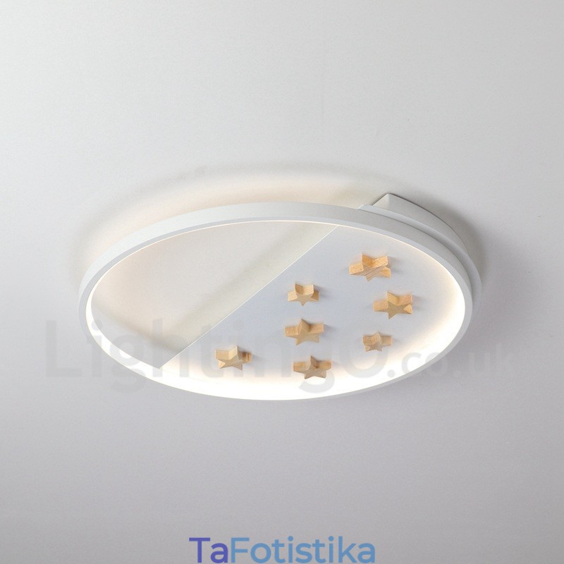 Dimmable White Stars Στρογγυλό ξύλινο φωτιστικό οροφής Εξαιρετικά λεπτό φωτιστικό οροφής μπορεί επίσης να χρησιμοποιηθεί ως φωτιστικό τοίχου