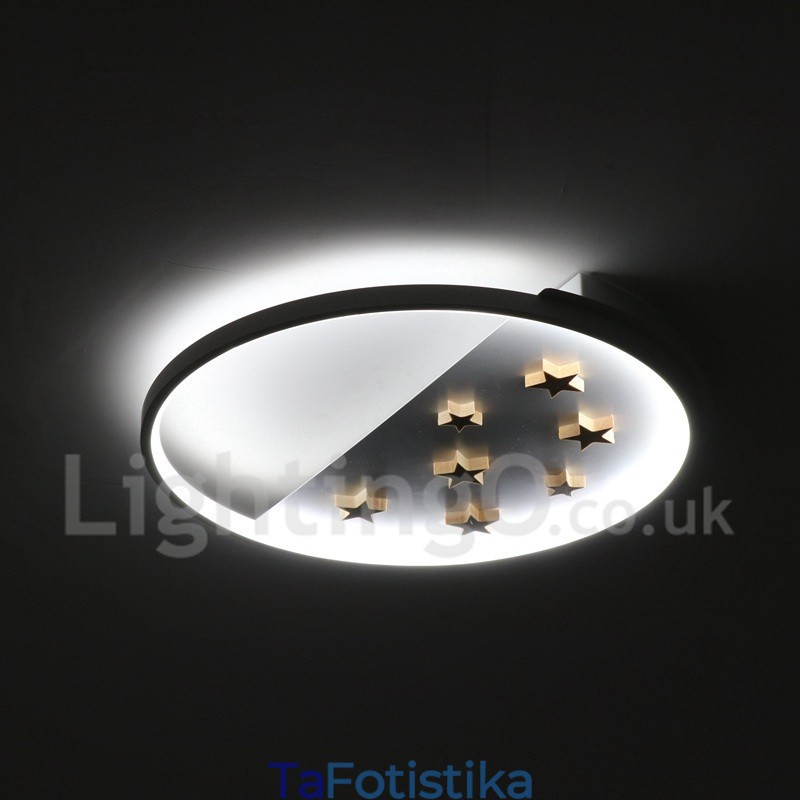 Dimmable White Stars Στρογγυλό ξύλινο φωτιστικό οροφής Εξαιρετικά λεπτό φωτιστικό οροφής μπορεί επίσης να χρησιμοποιηθεί ως φωτιστικό τοίχου