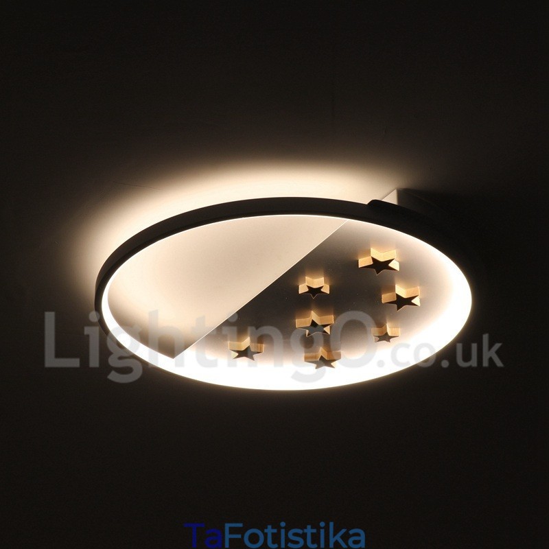Dimmable White Stars Στρογγυλό ξύλινο φωτιστικό οροφής Εξαιρετικά λεπτό φωτιστικό οροφής μπορεί επίσης να χρησιμοποιηθεί ως φωτιστικό τοίχου