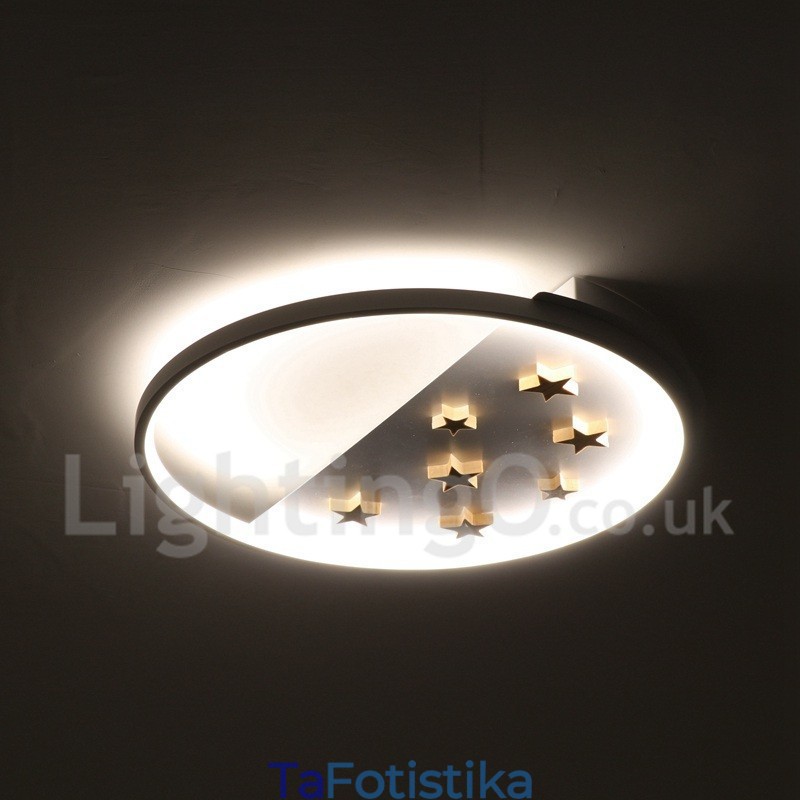 Dimmable White Stars Στρογγυλό ξύλινο φωτιστικό οροφής Εξαιρετικά λεπτό φωτιστικό οροφής μπορεί επίσης να χρησιμοποιηθεί ως φωτιστικό τοίχου
