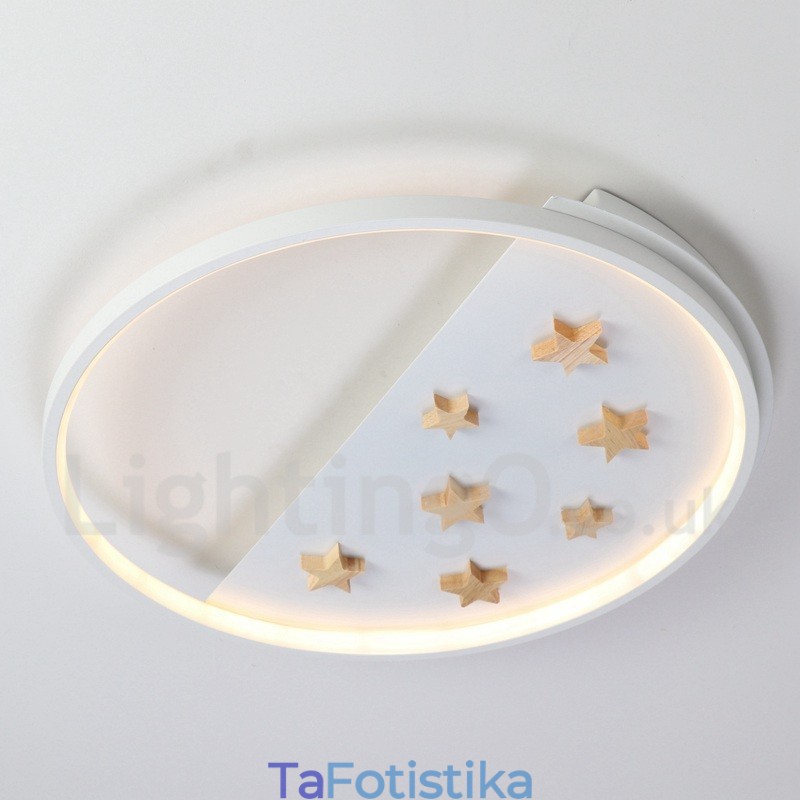 Dimmable White Stars Στρογγυλό ξύλινο φωτιστικό οροφής Εξαιρετικά λεπτό φωτιστικό οροφής μπορεί επίσης να χρησιμοποιηθεί ως φωτιστικό τοίχου
