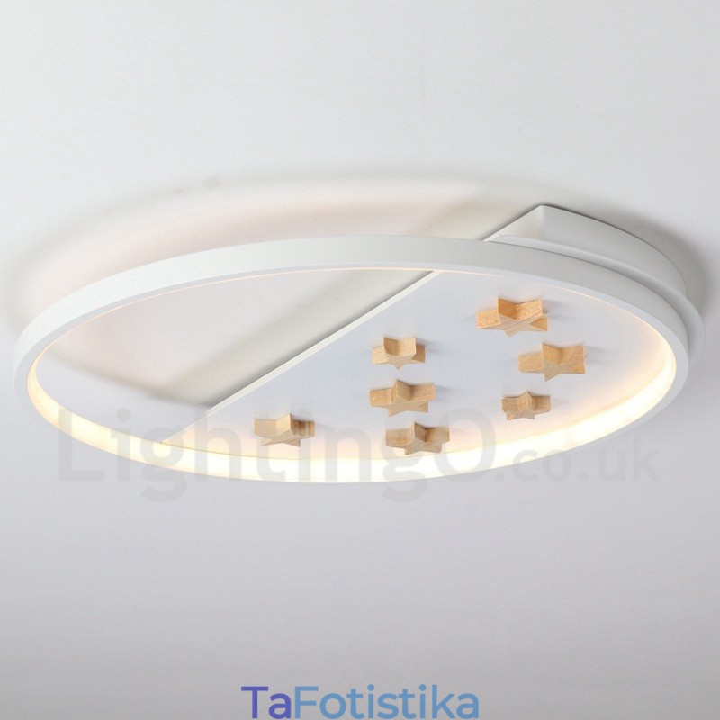 Dimmable White Stars Στρογγυλό ξύλινο φωτιστικό οροφής Εξαιρετικά λεπτό φωτιστικό οροφής μπορεί επίσης να χρησιμοποιηθεί ως φωτιστικό τοίχου
