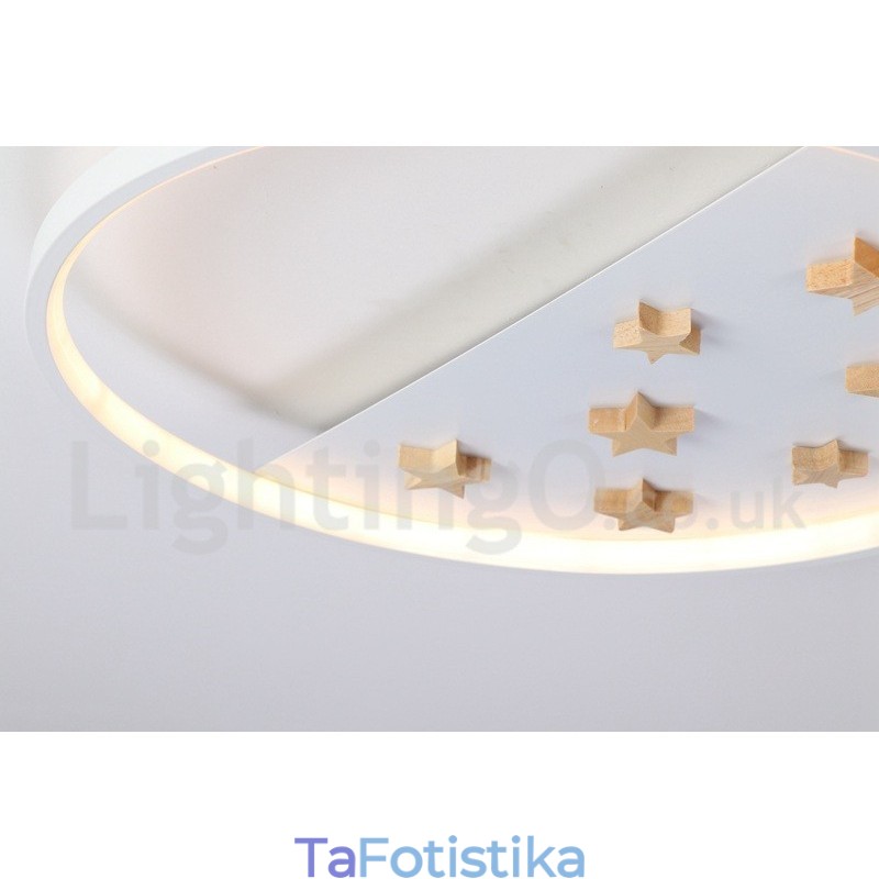 Dimmable White Stars Στρογγυλό ξύλινο φωτιστικό οροφής Εξαιρετικά λεπτό φωτιστικό οροφής μπορεί επίσης να χρησιμοποιηθεί ως φωτιστικό τοίχου
