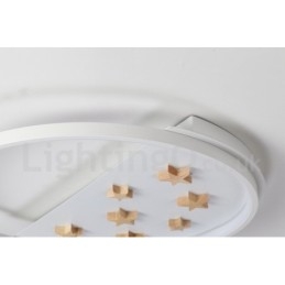 Dimmable White Stars Στρογγυλό ξύλινο φωτιστικό οροφής Εξαιρετικά λεπτό φωτιστικό οροφής μπορεί επίσης να χρησιμοποιηθεί ως φωτιστικό τοίχου