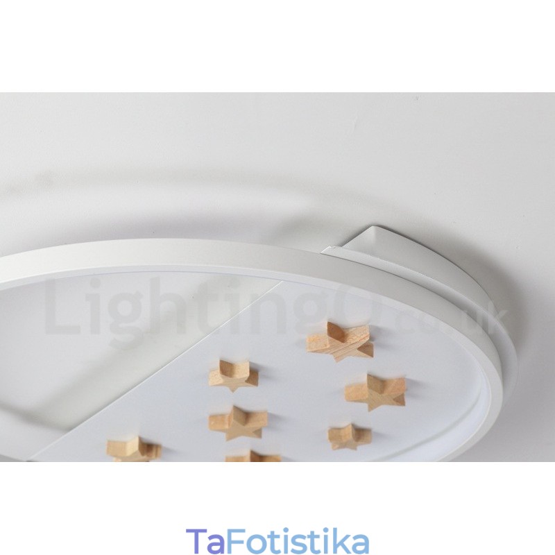 Dimmable White Stars Στρογγυλό ξύλινο φωτιστικό οροφής Εξαιρετικά λεπτό φωτιστικό οροφής μπορεί επίσης να χρησιμοποιηθεί ως φωτιστικό τοίχου
