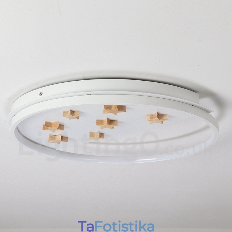 Dimmable White Stars Στρογγυλό ξύλινο φωτιστικό οροφής Εξαιρετικά λεπτό φωτιστικό οροφής μπορεί επίσης να χρησιμοποιηθεί ως φωτιστικό τοίχου