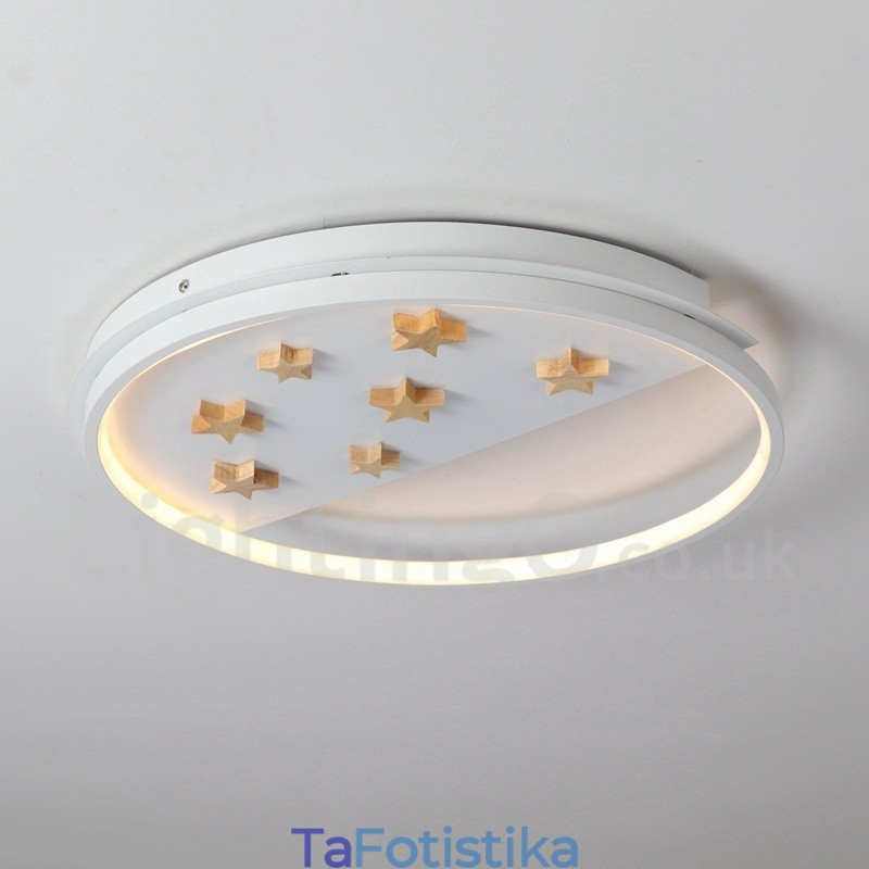 Dimmable White Stars Στρογγυλό ξύλινο φωτιστικό οροφής Εξαιρετικά λεπτό φωτιστικό οροφής μπορεί επίσης να χρησιμοποιηθεί ως φωτιστικό τοίχου