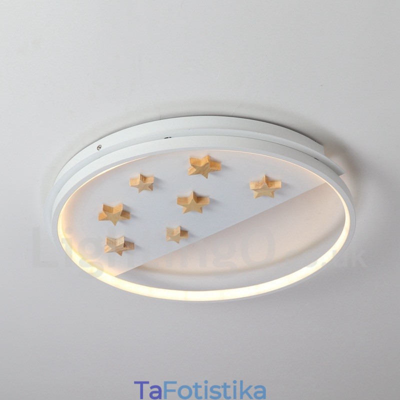 Dimmable White Stars Στρογγυλό ξύλινο φωτιστικό οροφής Εξαιρετικά λεπτό φωτιστικό οροφής μπορεί επίσης να χρησιμοποιηθεί ως φωτιστικό τοίχου