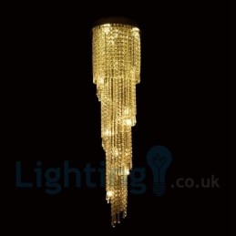 4 x GU10 + 8 x G4 150 CM Long Crystal Drop Light Μοντέρνο K9 Crystal Στρογγυλό Φωτιστικό Οροφής