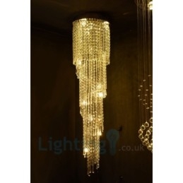 4 x GU10 + 8 x G4 150 CM Long Crystal Drop Light Μοντέρνο K9 Crystal Στρογγυλό Φωτιστικό Οροφής
