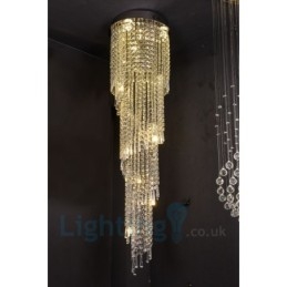 4 x GU10 + 8 x G4 150 CM Long Crystal Drop Light Μοντέρνο K9 Crystal Στρογγυλό Φωτιστικό Οροφής
