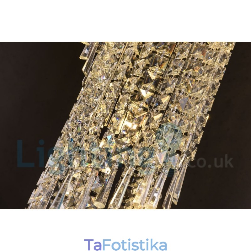 4 x GU10 + 8 x G4 150 CM Long Crystal Drop Light Μοντέρνο K9 Crystal Στρογγυλό Φωτιστικό Οροφής