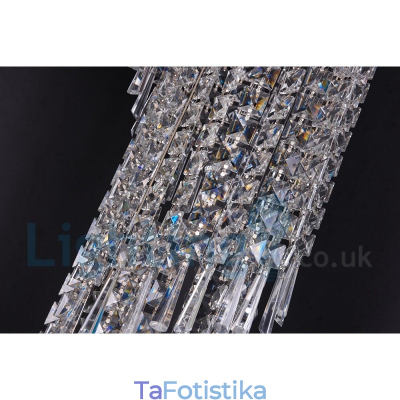 4 x GU10 + 8 x G4 150 CM Long Crystal Drop Light Μοντέρνο K9 Crystal Στρογγυλό Φωτιστικό Οροφής