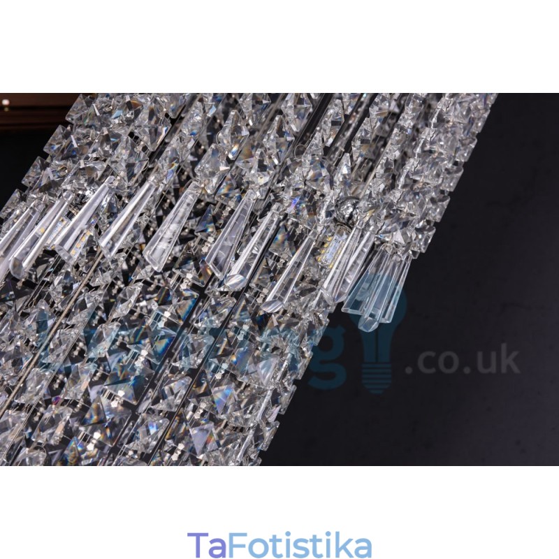 4 x GU10 + 8 x G4 150 CM Long Crystal Drop Light Μοντέρνο K9 Crystal Στρογγυλό Φωτιστικό Οροφής