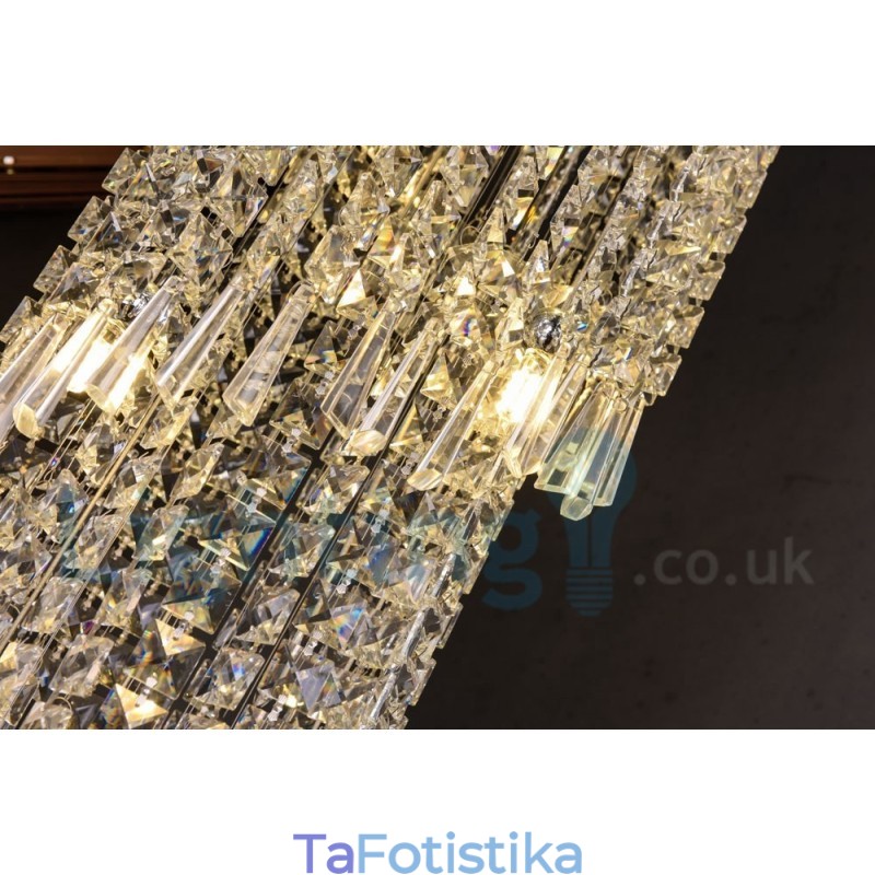 4 x GU10 + 8 x G4 150 CM Long Crystal Drop Light Μοντέρνο K9 Crystal Στρογγυλό Φωτιστικό Οροφής