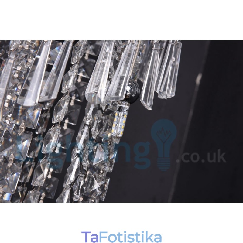 4 x GU10 + 8 x G4 150 CM Long Crystal Drop Light Μοντέρνο K9 Crystal Στρογγυλό Φωτιστικό Οροφής
