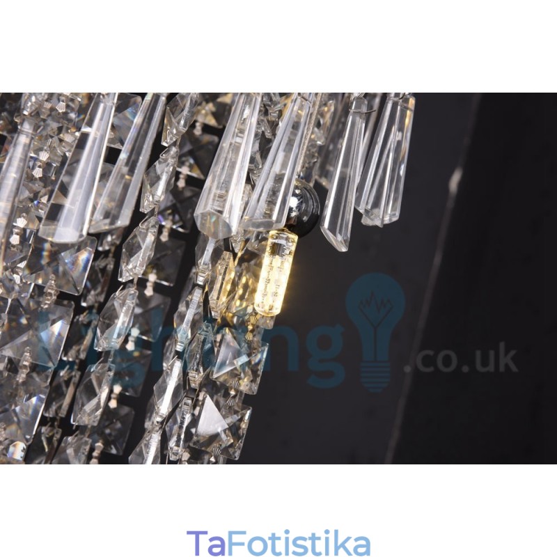 4 x GU10 + 8 x G4 150 CM Long Crystal Drop Light Μοντέρνο K9 Crystal Στρογγυλό Φωτιστικό Οροφής