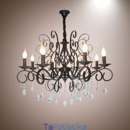 Πολυέλαιος 8 Light Crystal Rustic Retro Vintage Μαύρο Κρεμαστό Κερί Πολυέλαιος 8 Light Crystal Rustic Retro Vintage Μαύρο Κρεμαστό Κερί