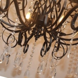 Πολυέλαιος 8 Light Crystal Rustic Retro Vintage Μαύρο Κρεμαστό Κερί