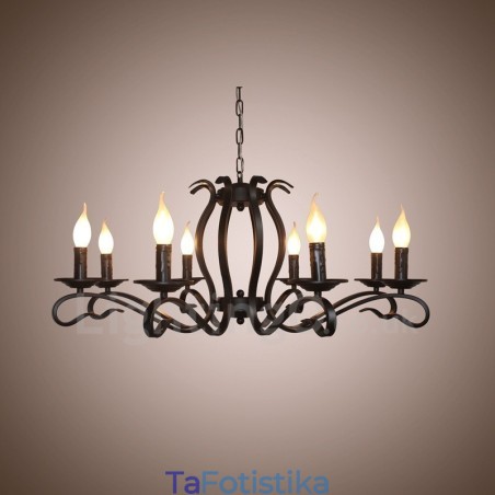 Πολυέλαιος 8 Light Rustic Ρετρό Vintage Μαύρο Κρεμαστό Κερί Πολυέλαιος 8 Light Rustic Ρετρό Vintage Μαύρο Κρεμαστό Κερί