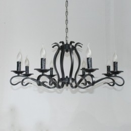 Πολυέλαιος 8 Light Rustic Ρετρό Vintage Μαύρο Κρεμαστό Κερί
