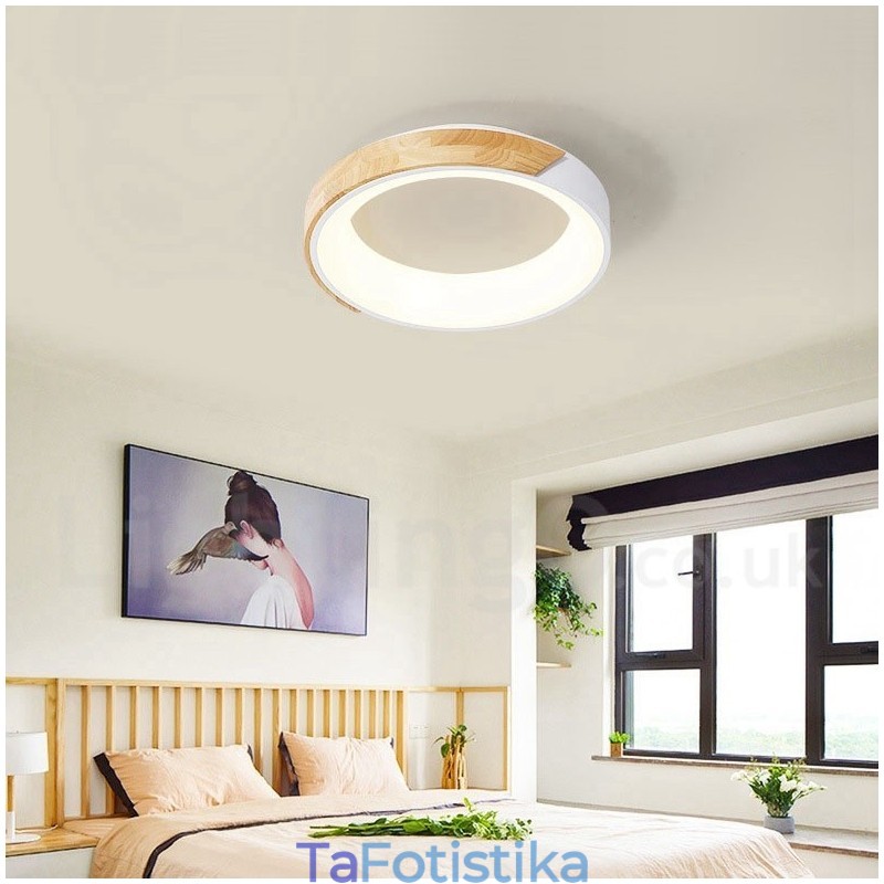 Dimmable Multi Colors στρογγυλό ξύλινο φωτιστικό οροφής με ακρυλικό φωτιστικό οροφής σκανδιναβικού στυλ