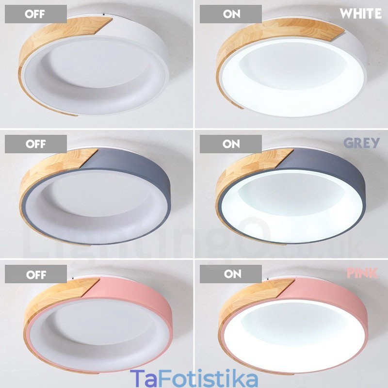 Dimmable Multi Colors στρογγυλό ξύλινο φωτιστικό οροφής με ακρυλικό φωτιστικό οροφής σκανδιναβικού στυλ