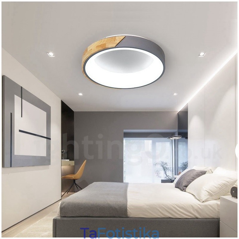 Dimmable Multi Colors στρογγυλό ξύλινο φωτιστικό οροφής με ακρυλικό φωτιστικό οροφής σκανδιναβικού στυλ