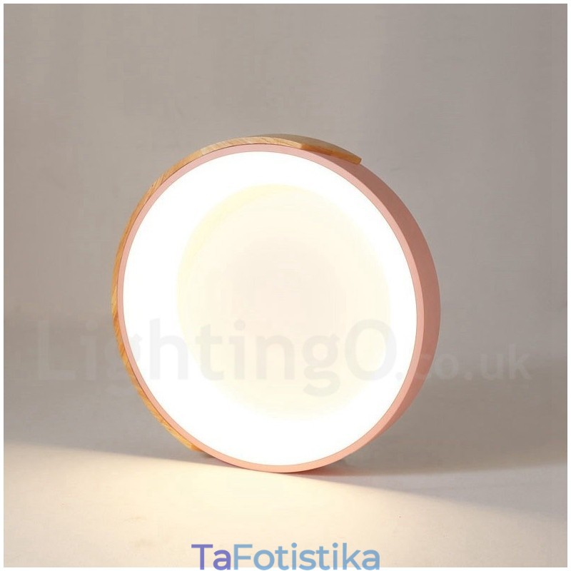 Dimmable Multi Colors στρογγυλό ξύλινο φωτιστικό οροφής με ακρυλικό φωτιστικό οροφής σκανδιναβικού στυλ