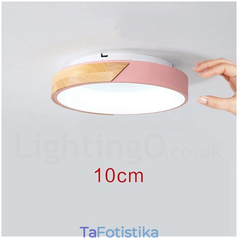 Dimmable Multi Colors στρογγυλό ξύλινο φωτιστικό οροφής με ακρυλικό φωτιστικό οροφής σκανδιναβικού στυλ