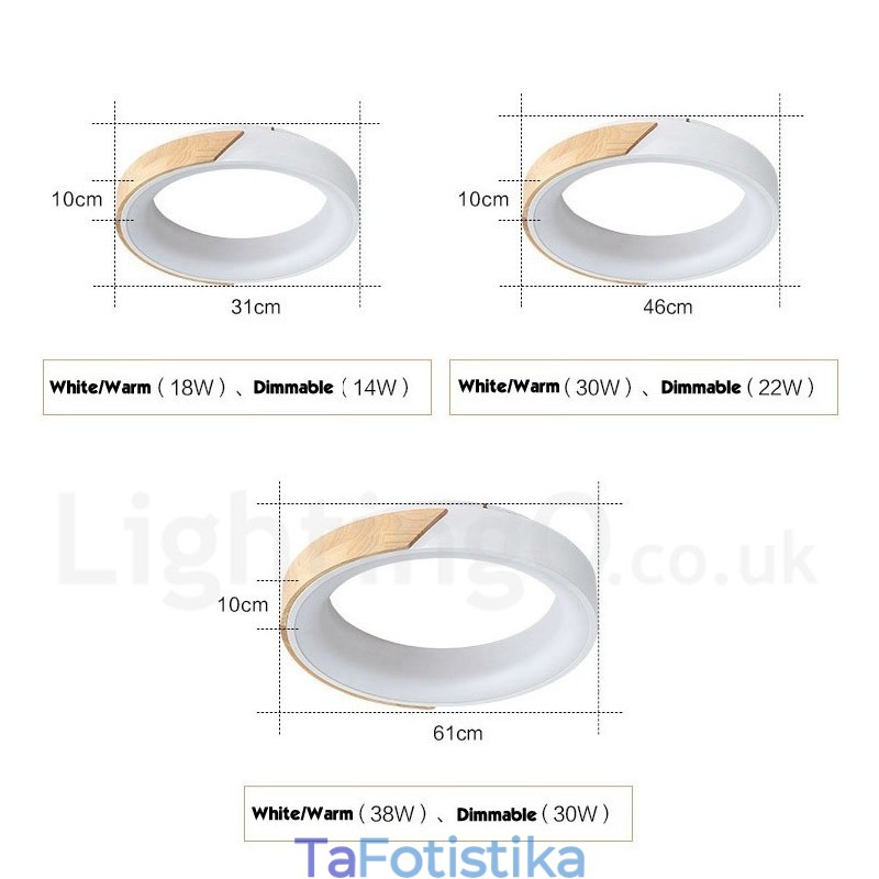 Dimmable Multi Colors στρογγυλό ξύλινο φωτιστικό οροφής με ακρυλικό φωτιστικό οροφής σκανδιναβικού στυλ