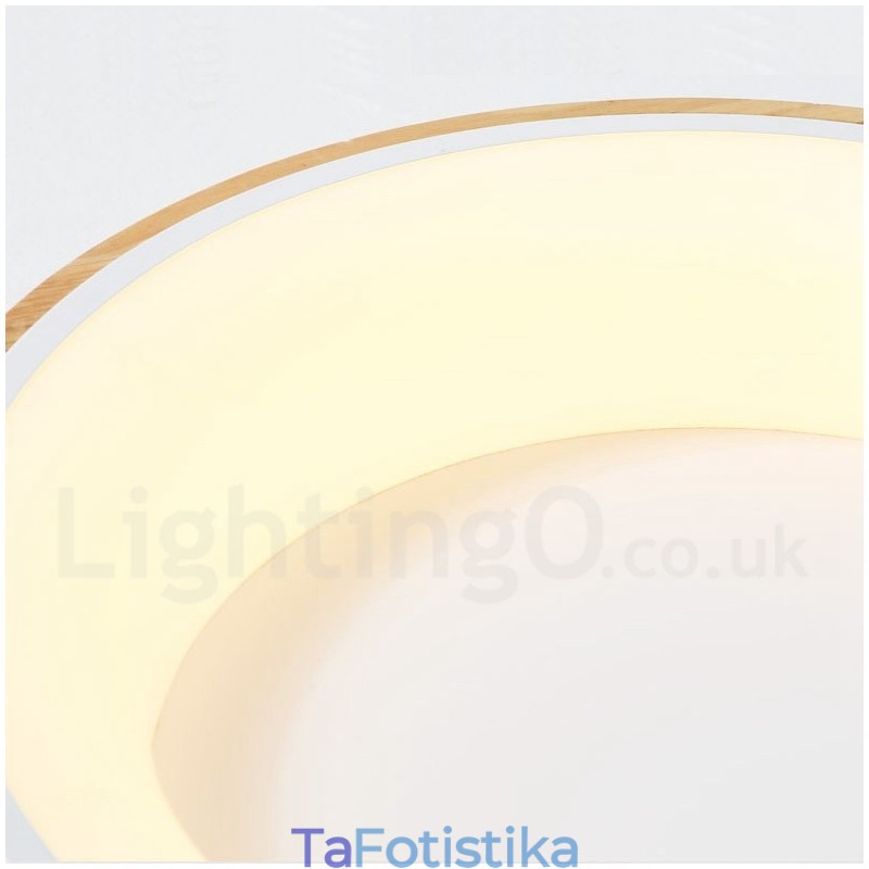 Dimmable Multi Colors στρογγυλό ξύλινο φωτιστικό οροφής με ακρυλικό φωτιστικό οροφής σκανδιναβικού στυλ
